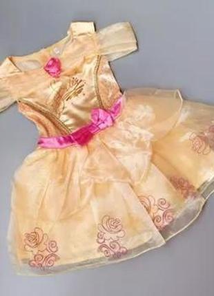 Нарядное золотое платье принцессы disney для девочки 18-24 месяцев /пышное детское платьице george