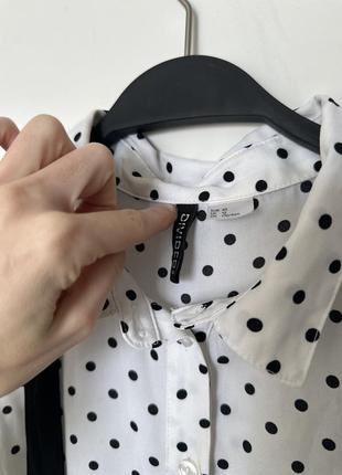 Рубашка блуза h&m, очень классная с трендовой завязкой на шее горошек3 фото