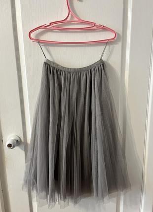 Фатиновая серая юбка миди