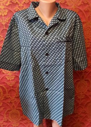 Мужская пижамная рубашка xxl хлопок сатин большой размер