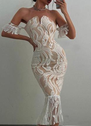 Распродажа платье prettylittlething миди ажурная кружевная