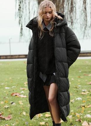 Длинный пуховик анорак zara