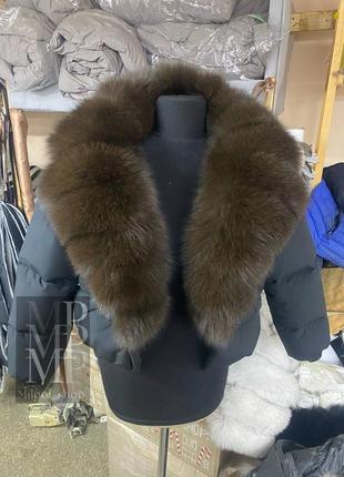 Жіноча зимова куртка, пуховик, пуффер з натуральним хутром фінського песця, 42-48 розміри