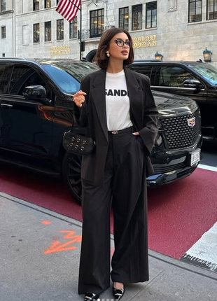 Коричневі штани в смужку zara m, l, хl, xxl