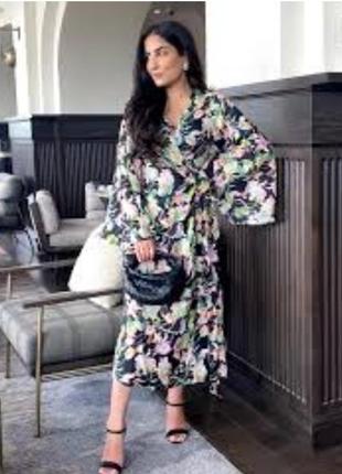 Длинное цветочное платье h&m платье вискоза платье макси цветы7 фото