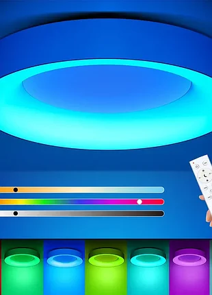 Светодиодный потолочный светильник matane rgb 24 вт регулировка яркости, пульт  3000k-6500k 28 см.