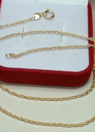 Нежная цепочка 41 см, кордовое плетение. позолота.