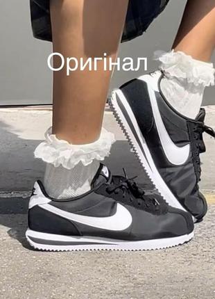 nike trainer cortez textile текстильні замшеві кортези чорні білі кросівки найк