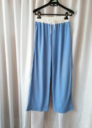 Трикотажні штани в рубчик для дому сну та прогулянок висока посадка