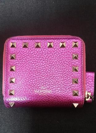 Кожаный французский кошелек valentino rockstud