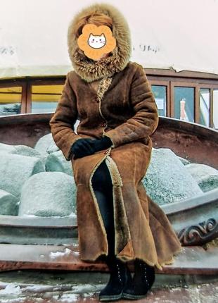 Довга штучна дублянка на високу дівчину