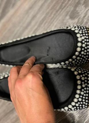 Балетки черные с жемчугом