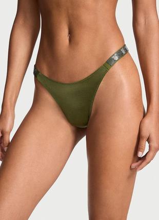 Трусики зеленые стринги стразы оригинал victoria’s secret