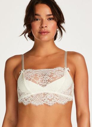 Белый кружевной бралет 70а hunkemöller нижняя