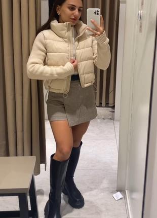 Шикарная новая куртка zara стеганная