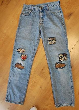 Джинсы женские синие голубые mom lee denim, размер м.