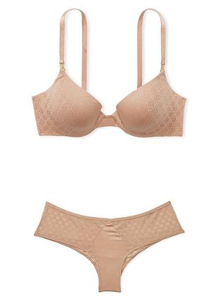 Комплект victoria’s secret оригінал тілесний icon by victoria's secret push-up demi bra