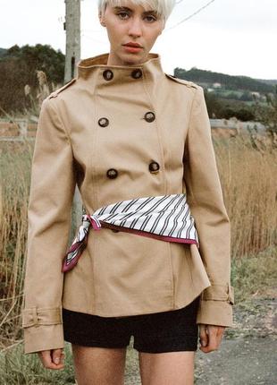 Бежевый тренч укороченный zara new