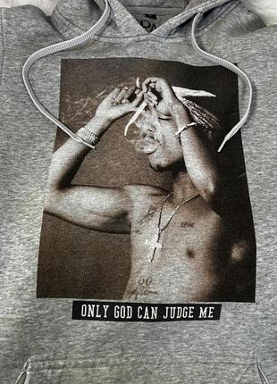 Сірий худі на флісі унісекс 2pac 🖇️