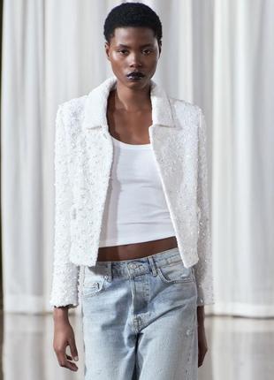 Пиджак короткий  с блестками zara