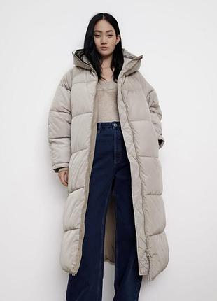 Длинный пуховик zara