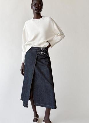 Джинсовая юбка женская на запах zara new