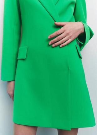 Двубортное зеленое платье-блейзер zara5 фото