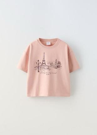 Футболка zara зі 100% бавовни персикового кольору, розмір 164