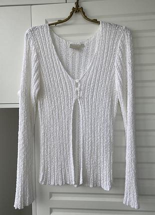 75% rayon. белая кофточка в рубчик лонгслив