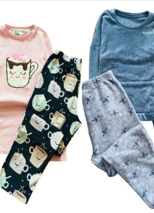 12-13 років, 158 зріст primark флісова піжама з маршмелоу і пандами, реглан і штаніки. тепла, м"якен