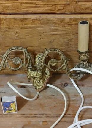 Бра бронзовое декоративное настенное, на 2 лампы