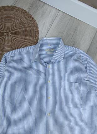 Мужская рубашка a.w.dunmore белая в синюю полоску размер xxl (43)
