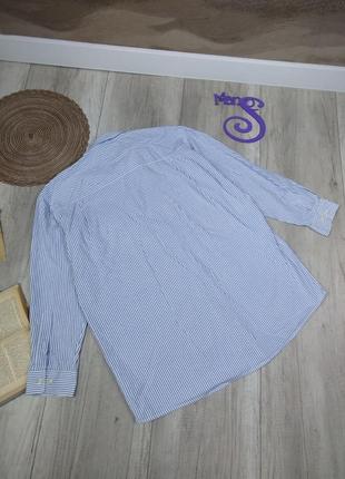 Мужская рубашка a.w.dunmore белая в синюю полоску размер xxl (43)