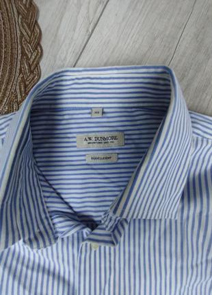 Мужская рубашка a.w.dunmore белая в синюю полоску размер xxl (43)