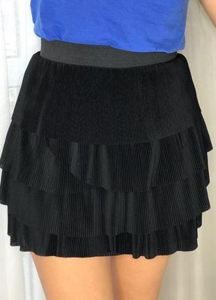 Плессированная юбка , черная, многослойная h&m stock , s-m5 фото