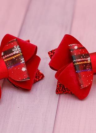 Бантики із екошкіри червоні
