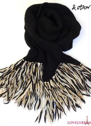 &other stories швеция 100% перуанская шерсть длинный шерстяной вязаный зимний шарф
