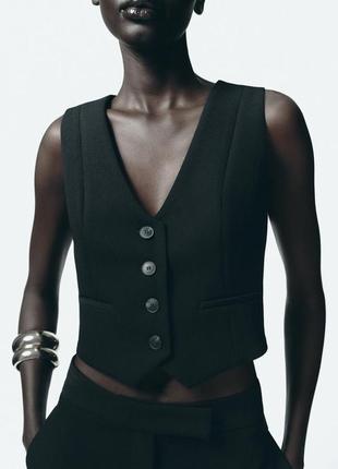 Жилетка женская черная приталенная zara new