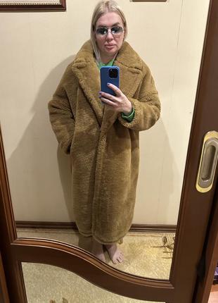 Zara шубка тедди цвет кэмэл