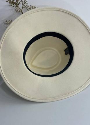 Шерстяная шляпа федора унисекс с широкими полями молочная дефект10 фото