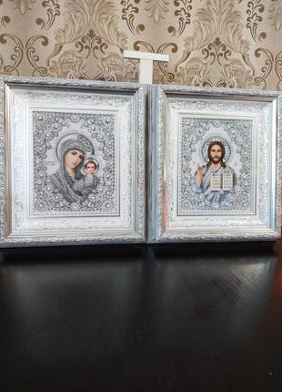 Ікони вінчальна пара вишиті бісером