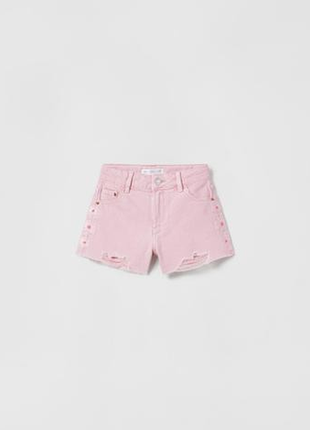 Шорты джинсовые для девочки zara,152,джынсовые,шортики,розовые,пудра,пыльная роза,зара,джинс,джынс