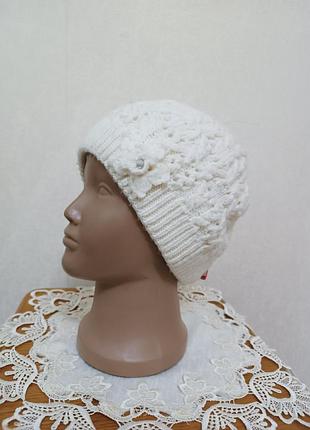 Двойная шапочка для девочки/светлая шапка