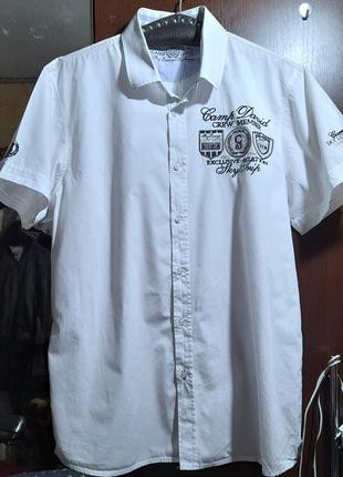 Белая тениска, летняя рубашка с коротким рукавом, мужская брендовая шведка.