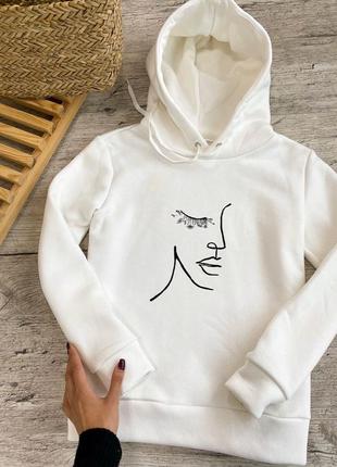 Худі тепле на флісі🔥❄білий батник