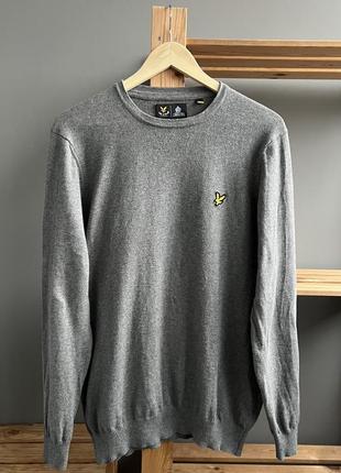 Светр реглан lyle & scott світшот кофта сірий бавовна меринос