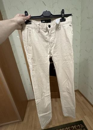 Бежеві, звужені, брюкі zara