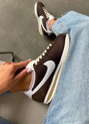 Кроссовки nike cortez brown white