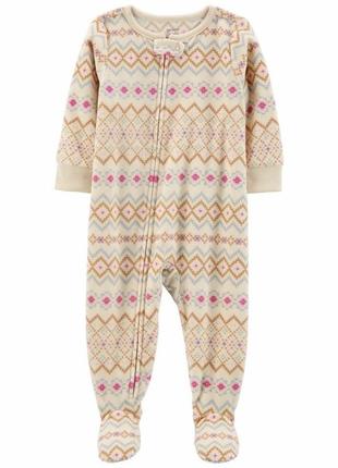 Теплий флісовий чоловічок сліп комбінезон піжама carter’s картера для дівчинки
