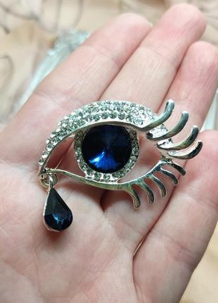 Брошь глаз времени в стиле сальвадор дали, гранёный кристалл, визажист